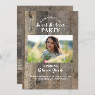 barn wood western country Sweet sixteen party Invitation