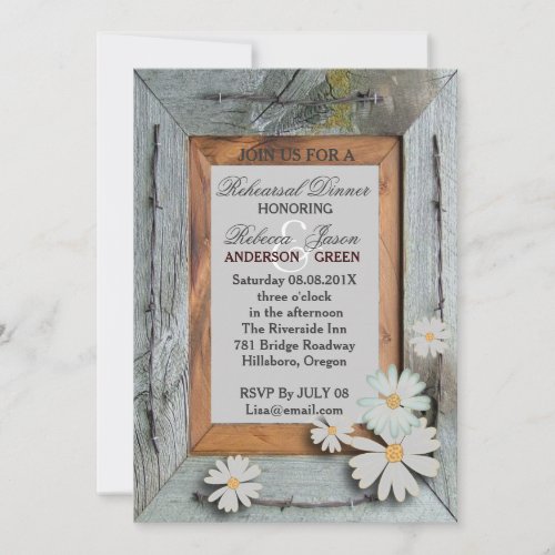 barn wood western country wedding rehearsal dinner invitation