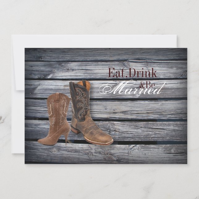 Barn Wood Western Cowboy wedding Rehearsal Dinner Invitation (Back)