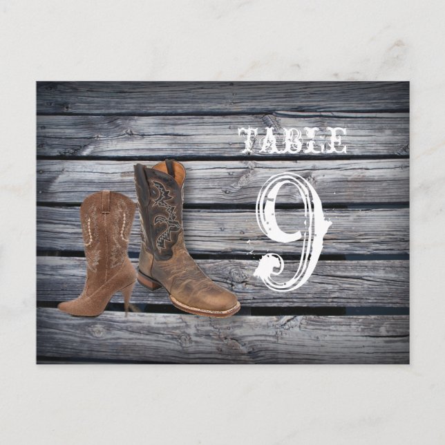 Barn Wood Western Cowboy wedding table numbers (Front)