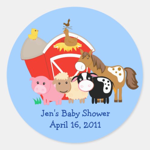 BARN YARD Baby Shower or Birthday Favor Stickers