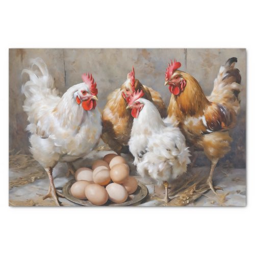 Barn Yard Chickens and Eggs Decoupage Tissue Paper