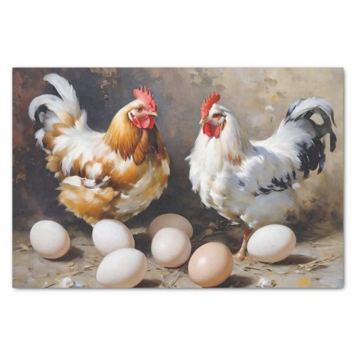Barn Yard Chickens and Eggs Decoupage Tissue Paper