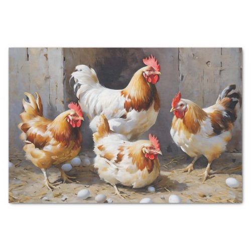 Barn Yard Chickens and Eggs Decoupage Tissue Paper