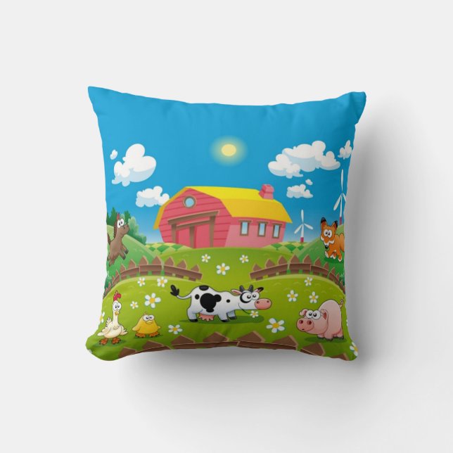Barn Yard Friends Throw Pillow (Front)