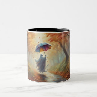 Barnaby Ghost and his magic umbrella Two-Tone Coffee Mug