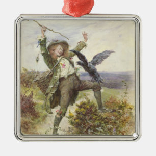 Barnaby Rudge and the Raven Grip Metal Ornament
