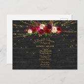  Barnboard String Lights Red Roses Bridal Shower Postcard (Front/Back)