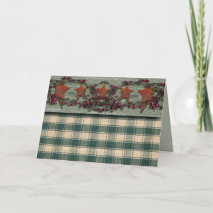 Barnboards Rusted Stars Green Holiday Card
