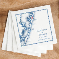Barnegat Light NJ Map Navy Elegant Wedding