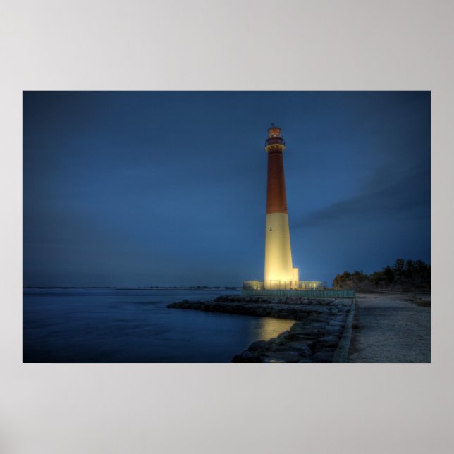 Barnegat Lighthouse at Night Poster (Front)