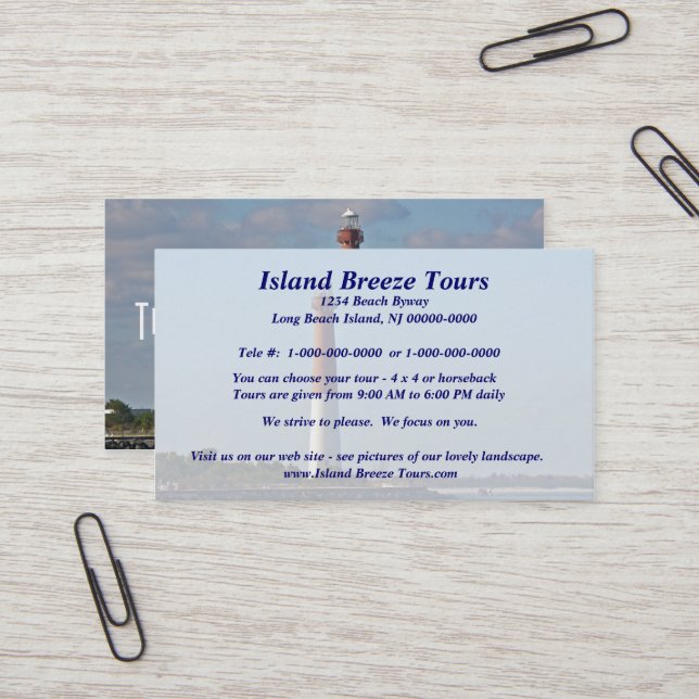 Barnegat Lighthouse Long Beach Island New Jersey Business Card (Front/Back In Situ)