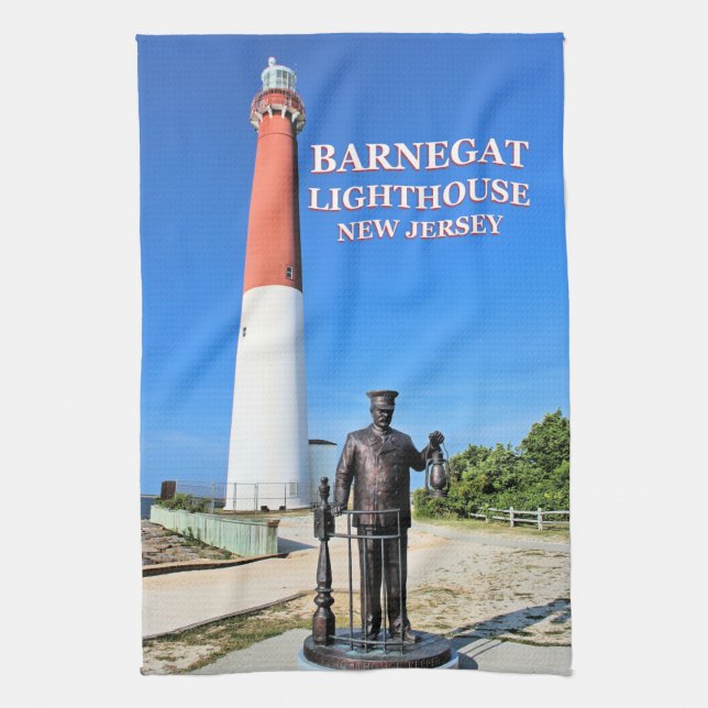 Barnegat Lighthouse, New Jersey Tea Towel (Vertical)