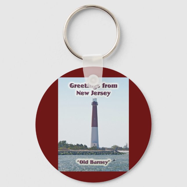 Barnegat Lighthouse NJ Greetings Keychain (Front)