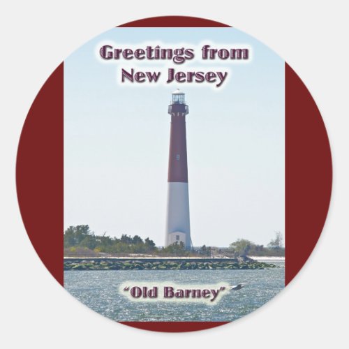 Barnegat Lighthouse NJ Greetings New Jersey Classic Round Sticker