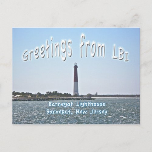 Barnegat Lighthouse Old Barney Greetings LBI Postcard