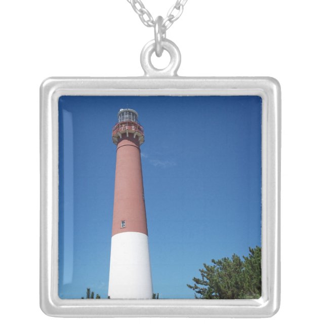 Barnegat Lighthouse Old Barney Silver Plated Necklace (Front)