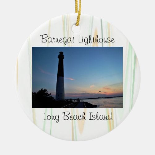 Barnegat Lighthouse Sunset Ceramic Ornament