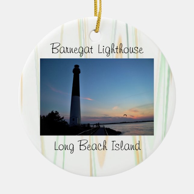 Barnegat Lighthouse Sunset Ceramic Ornament (Front)