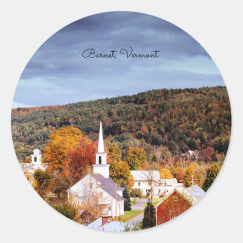 Barnet Vermont colors of autumn Classic Round Sticker