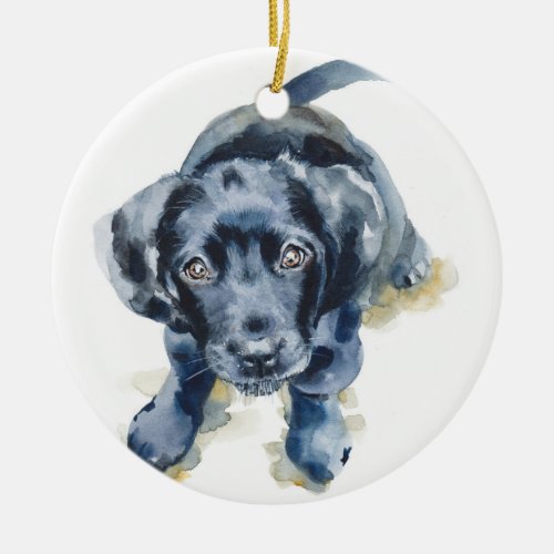 Barney Black Labrador retriever puppy Ceramic Ornament