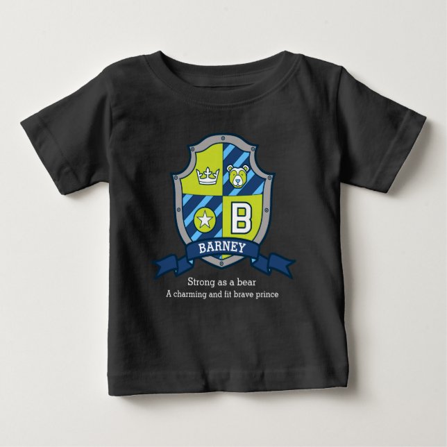 Barney boys B name & meaning bear knights shield Baby T-Shirt (Front)