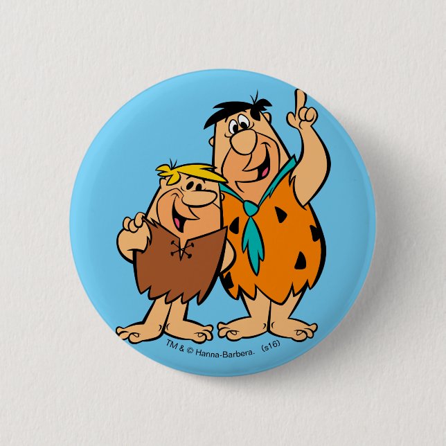 Barney Rubble and Fred Flintstone Pinback Button (Front)