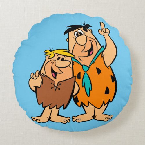 Barney Rubble and Fred Flintstone Round Pillow