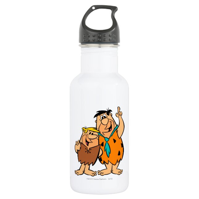 Barney Rubble and Fred Flintstone Stainless Steel Water Bottle (Front)