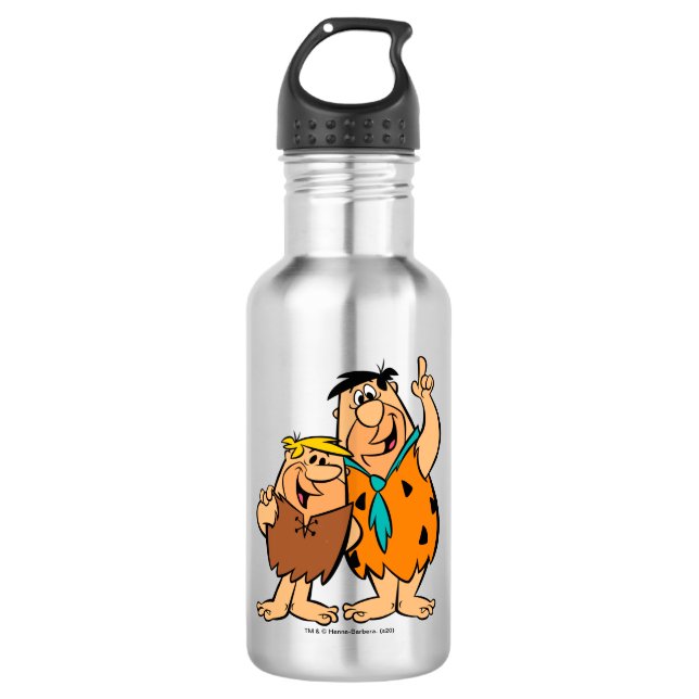 Barney Rubble and Fred Flintstone Stainless Steel Water Bottle (Front)