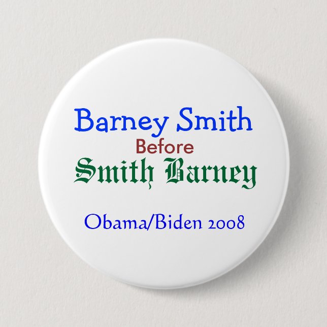 Barney Smith before Smith Barney Pinback Button (Front)