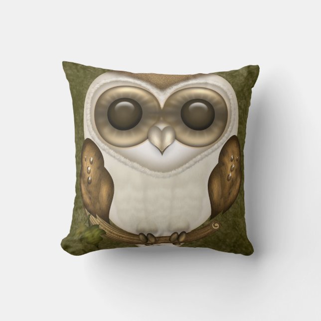 Barney The Barn Owl Throw Pillow (Front)