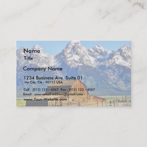 Customizable Barns Grand Tetons Mountains Business Card Templates