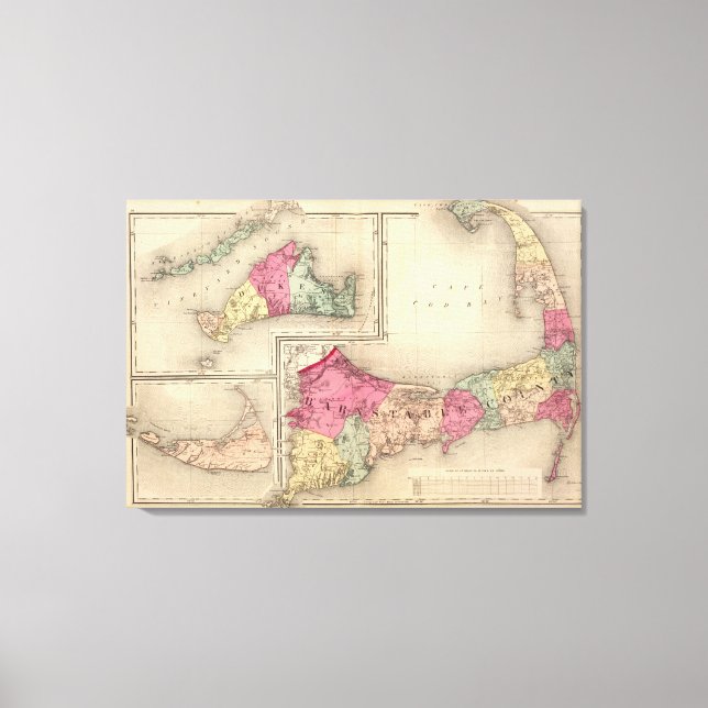 Barnstable, Dukes, Nantucket counties Canvas Print (Front)
