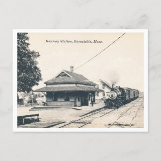 Barnstable MA, Railroad Station, Vintage Postcard