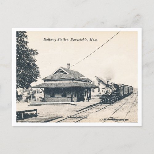 Barnstable MA Railroad Station Vintage Postcard