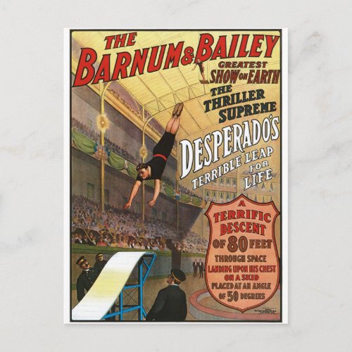Barnum and Bailey Desperados Leap for Life Postcard