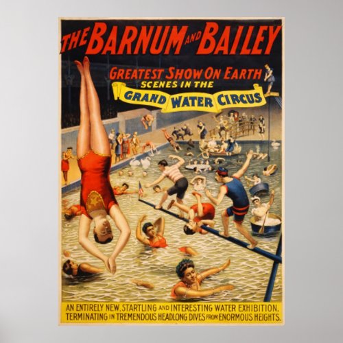 Barnum and Bailey Grand Water Circus 1895 Poster
