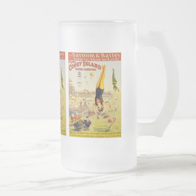 Barnum & Bailey Coney Island Water Carnival Frosted Glass Beer Mug (Right)