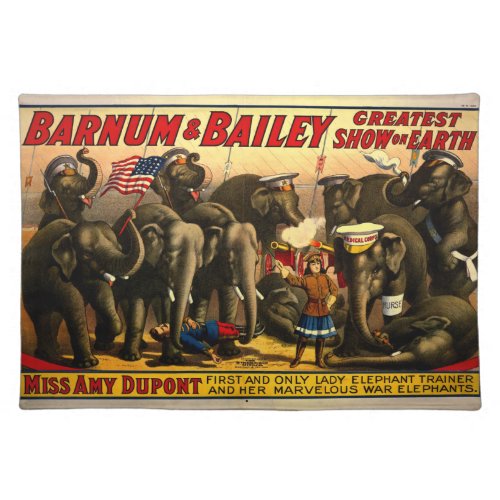 Barnum Bailey Vintage Circus Illustration Art Old Cloth Placemat