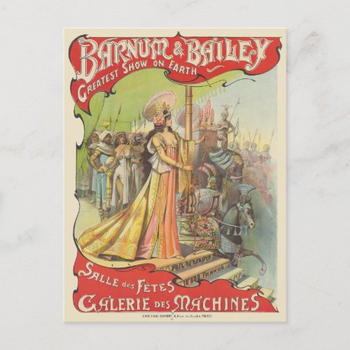 Barnum  Bailey Vintage Poster 1901 Postcard