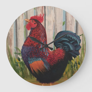 Barnvelder Rooster Rustic Kitchen Clock
