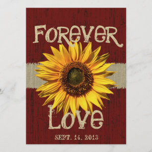 Barnwood and Burlap Sunflower Wedding Invitation
