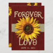 Barnwood and Burlap Sunflower Wedding Invitation (Front/Back)