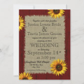 Barnwood and Burlap Sunflower Wedding Invitation (Back)