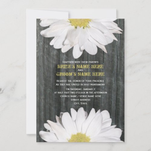 Barnwood and Daisy Wedding Invitation