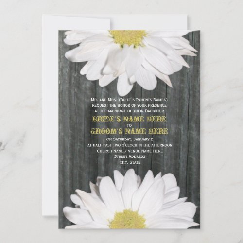 Barnwood and Daisy Wedding Invitation