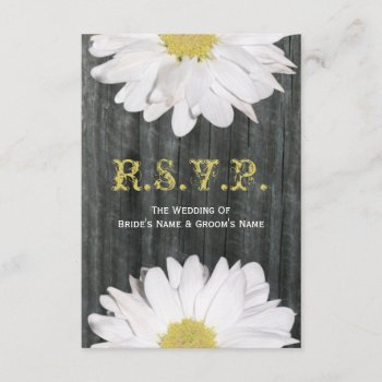 Barnwood And Daisy Wedding Small Rsvp by thepinkschoolhouse at Zazzle