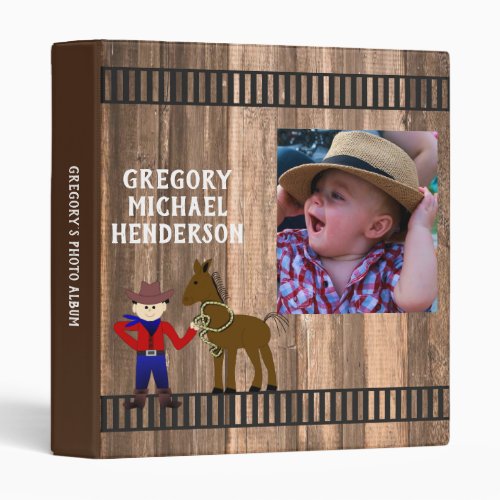 Barnwood And Horse Boy Custom Photo Album 3 Ring Binder