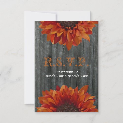 Barnwood and Sunflower Fall Wedding Small RSVP